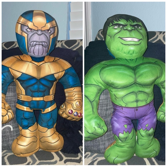 Marvel Halfems double sided plush avengers incredible hulk and Thanos 18" pillow - Picture 2 of 10